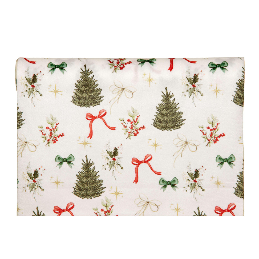 Piovaccari Runner Christmas Tree 28 cm x 2,5 m – Chemin de table de Noël motif sapins de Noël pour décorations de table, centres de table et ornements de Noël