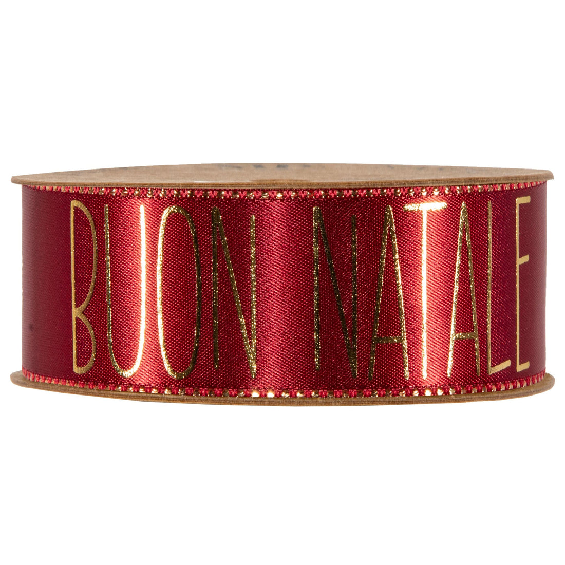 Piovaccari Ruban Buon Natale Red Dahlia Rouge 40 mm x 15 m – Ruban décoratif de Noël avec inscription Buon Natale pour sapin, nœuds, paquets cadeaux et décorations de Noël