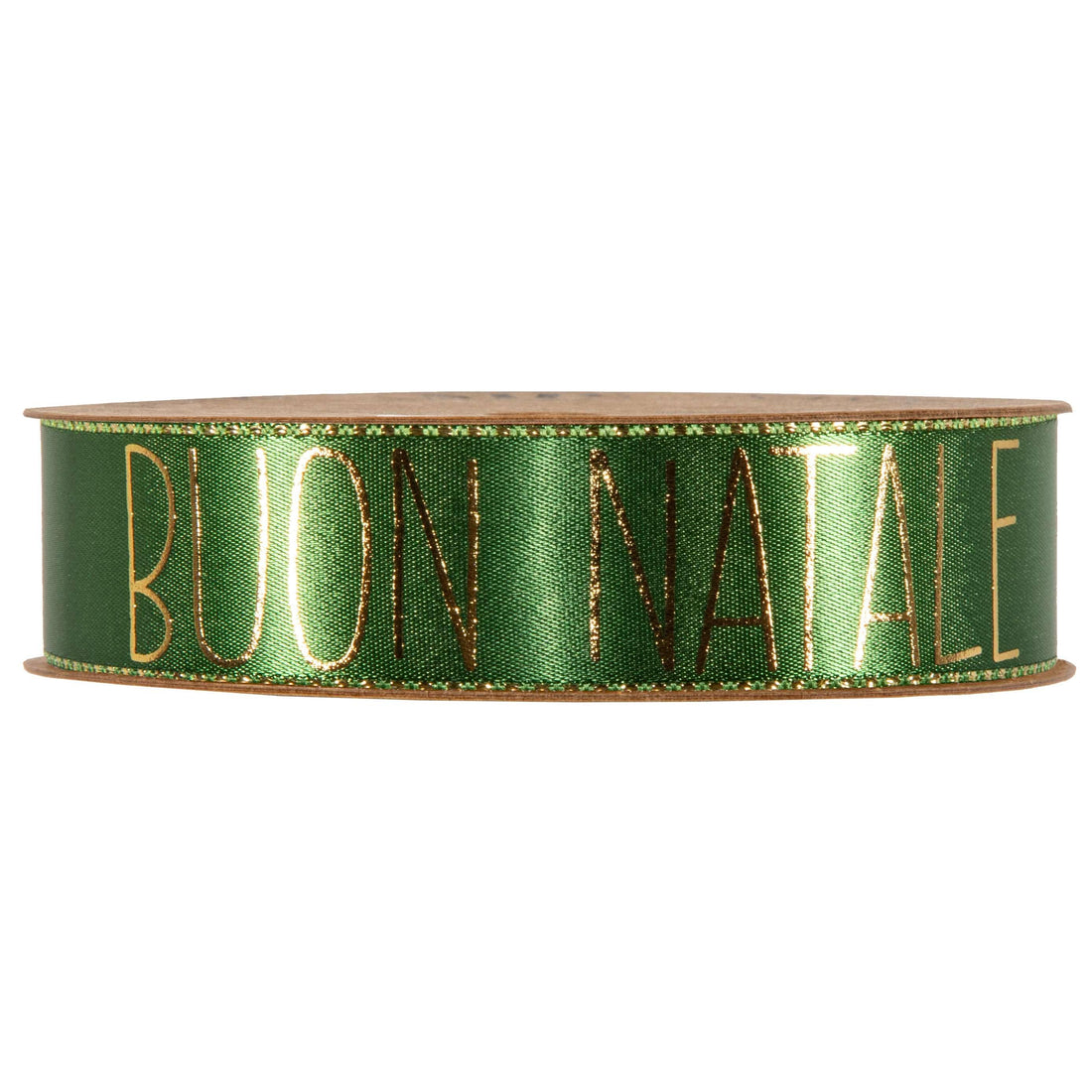 Piovaccari Ruban Buon Natale Courtyard 25 mm x 15 m – Ruban décoratif de Noël avec inscription Buon Natale pour sapin, nœuds, paquets cadeaux et décorations de Noël