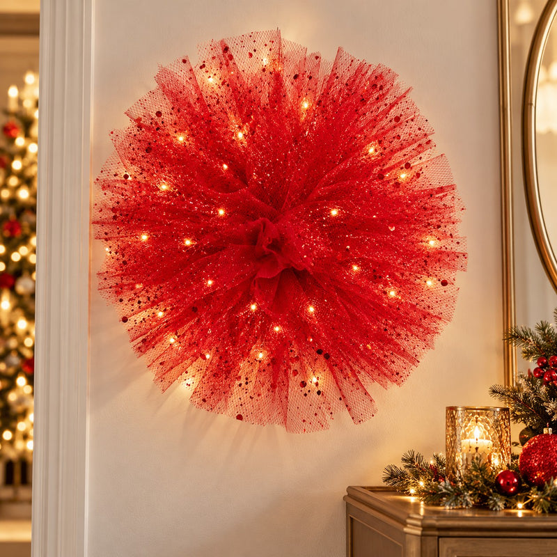 Piovaccari Pon Pon Rouge Ø40 cm – Décoration de Noël pour Sapin de Noël, Ornements, Fêtes et Décorations d'Ambiance