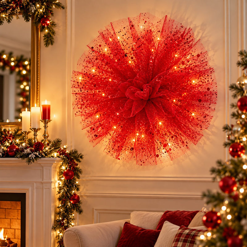 Piovaccari Pon Pon Rouge Ø50 cm – Décoration de Noël pour Sapin, Ornements, Fêtes et Installations Décoratives