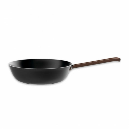 Poêle Haute Alessi Edo 28 cm Marron avec Longue Poignée – Poêle en Acier au Design Élégant