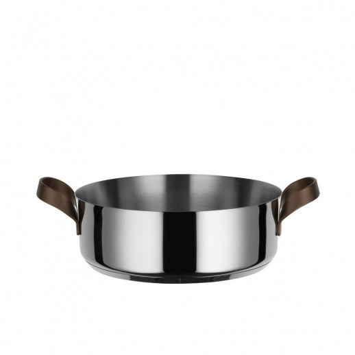 Alessi EDO Faitout bas D 24 cm à deux anses en acier inoxydable et PVD marron