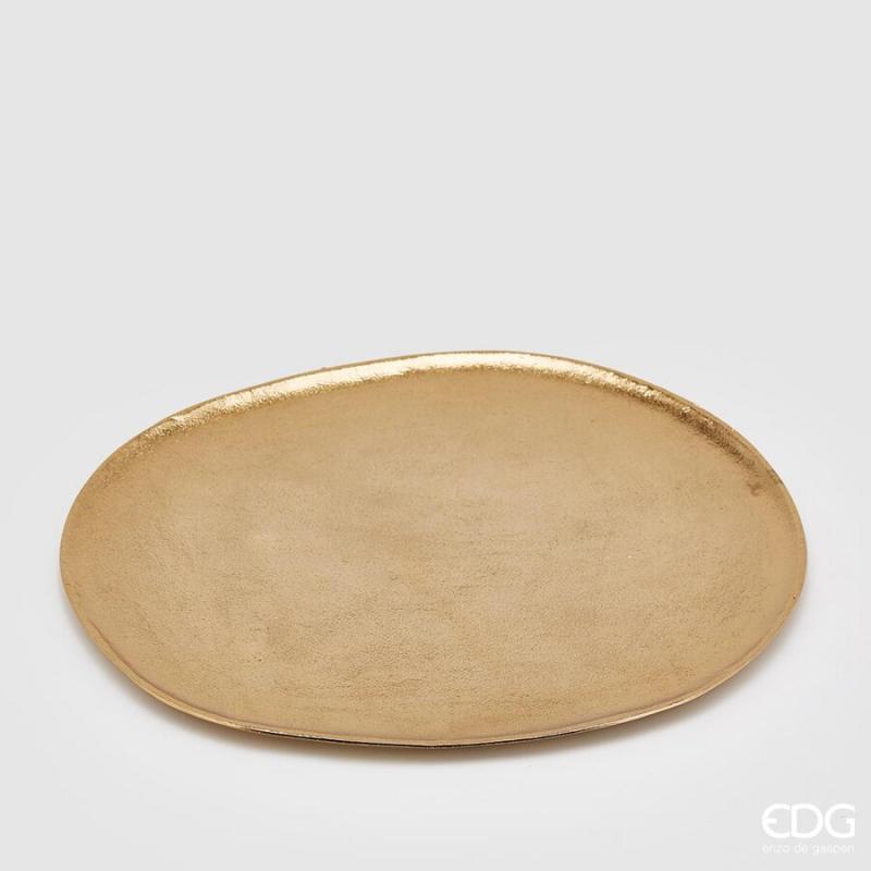 Assiette irrégulière en aluminium EDG Enzo De Gasperi D36X32 Or