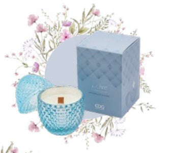 Bougie œuf EDG Enzo De Gasperi L'Ove H 12 cm P 8 cm Nénuphar et rose