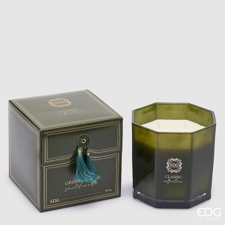 Bougie parfumée classique EDG Enzo De Gasperi H 15,5 cm P 15,5 cm Vert Utopia