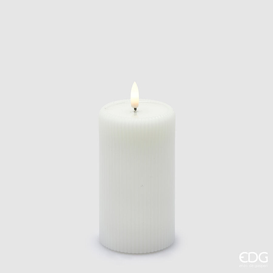 Bougie LED Lounge EDG Enzo De Gasperi Moccolo H 13 cm P 7,5 cm Blanc