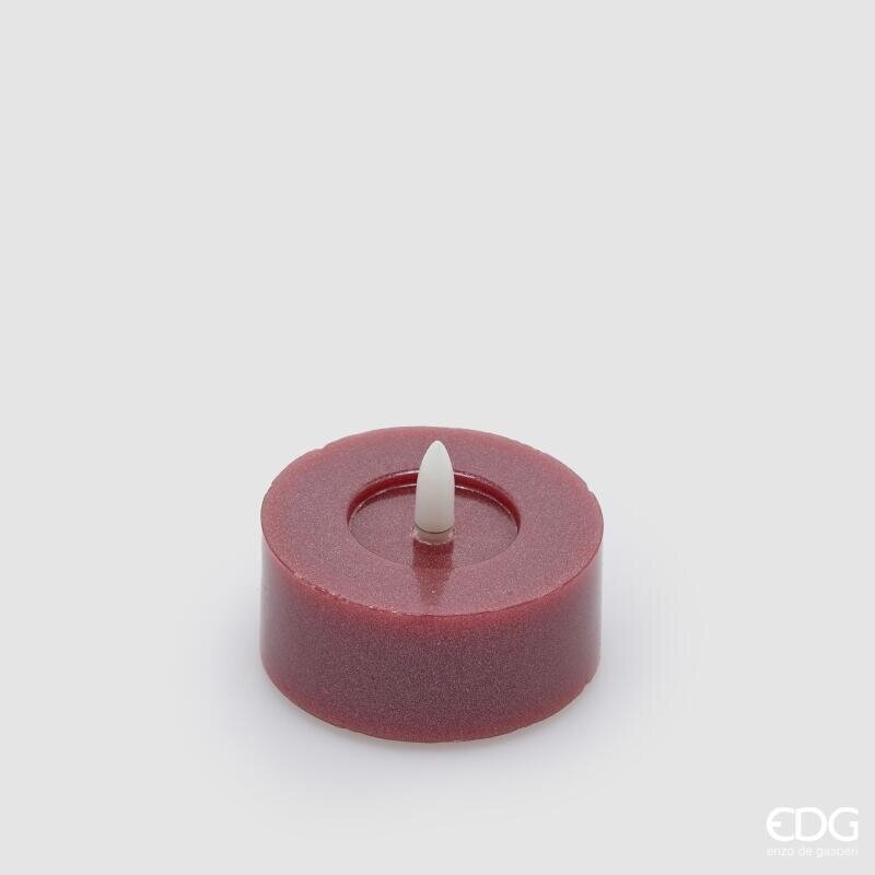 EDG Enzo De Gasperi Set 2 Bougies LED Paillettes H3 Ø7 cm Bordeaux IP20 – Bougies Décoratives de Noël