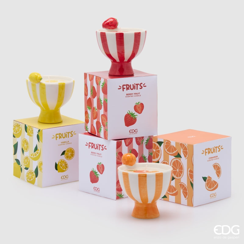 EDG Enzo De Gasperi Bougie Fruit Céramique Parfumée H 10 Cm D 10 Cm Vanille