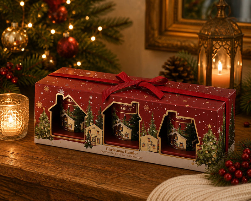 EDG Enzo De Gasperi Ensemble 3 Bougies Noel Parfumées Cidre de Pomme et Miel – Bougies de Noël