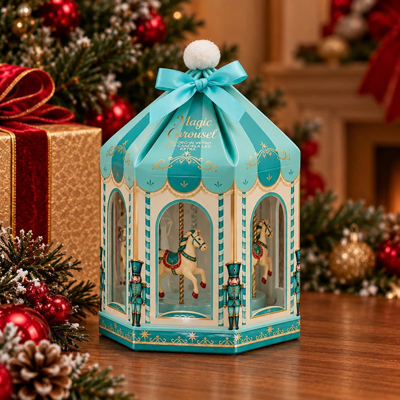 EDG Enzo De Gasperi Bougie Parfumée Manège Carrousel White Musk H9 Ø8 cm – Décoration de Noël