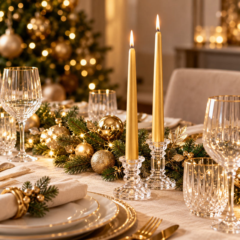 EDG Enzo De Gasperi Lot 2 Bougies à Tige H25 Ø2,2 cm Or – Bougies Décoratives de Noël