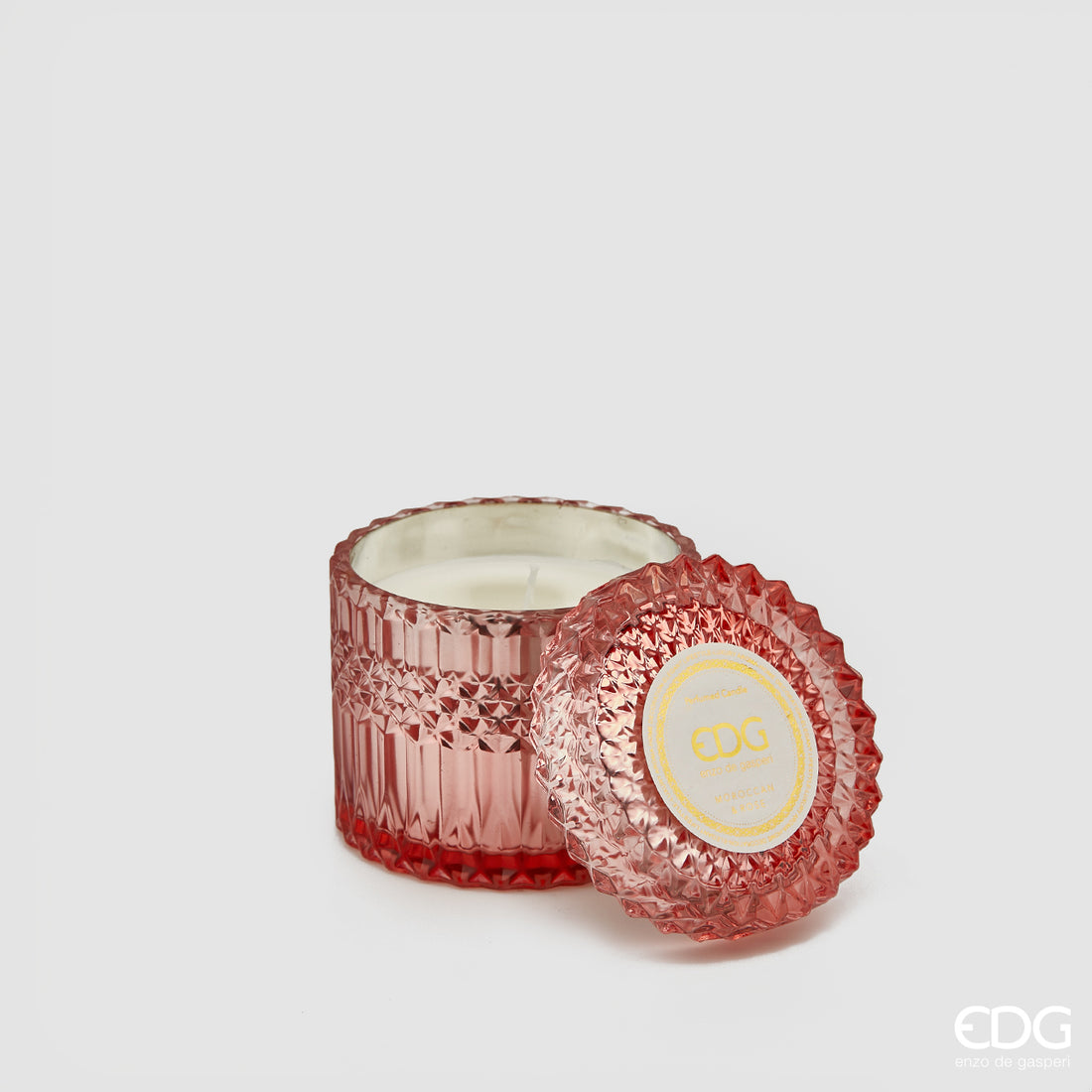 Bougie en cristal EDG Enzo De Gasperi avec vase + coffret cadeau H 10,5 cm P 10,5 cm Rose
