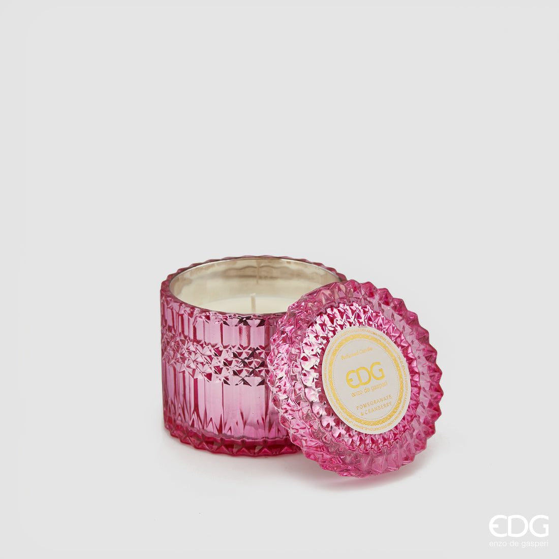 Bougie en cristal EDG Enzo De Gasperi avec vase + coffret cadeau H 10,5 cm P 10,5 cm Rose foncé Rose foncé
