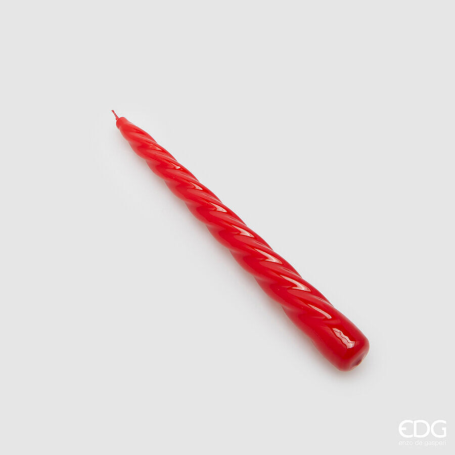 Bougie à tige torsadée EDG Enzo De Gasperi, H 23 cm, Ø 22 mm, lot de 10, rouge