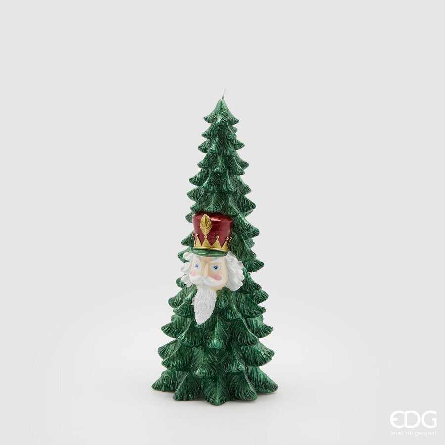 Bougie de Noël EDG Enzo De Gasperi Pin avec Soldat H 26 Cm P 11 Cm Vert