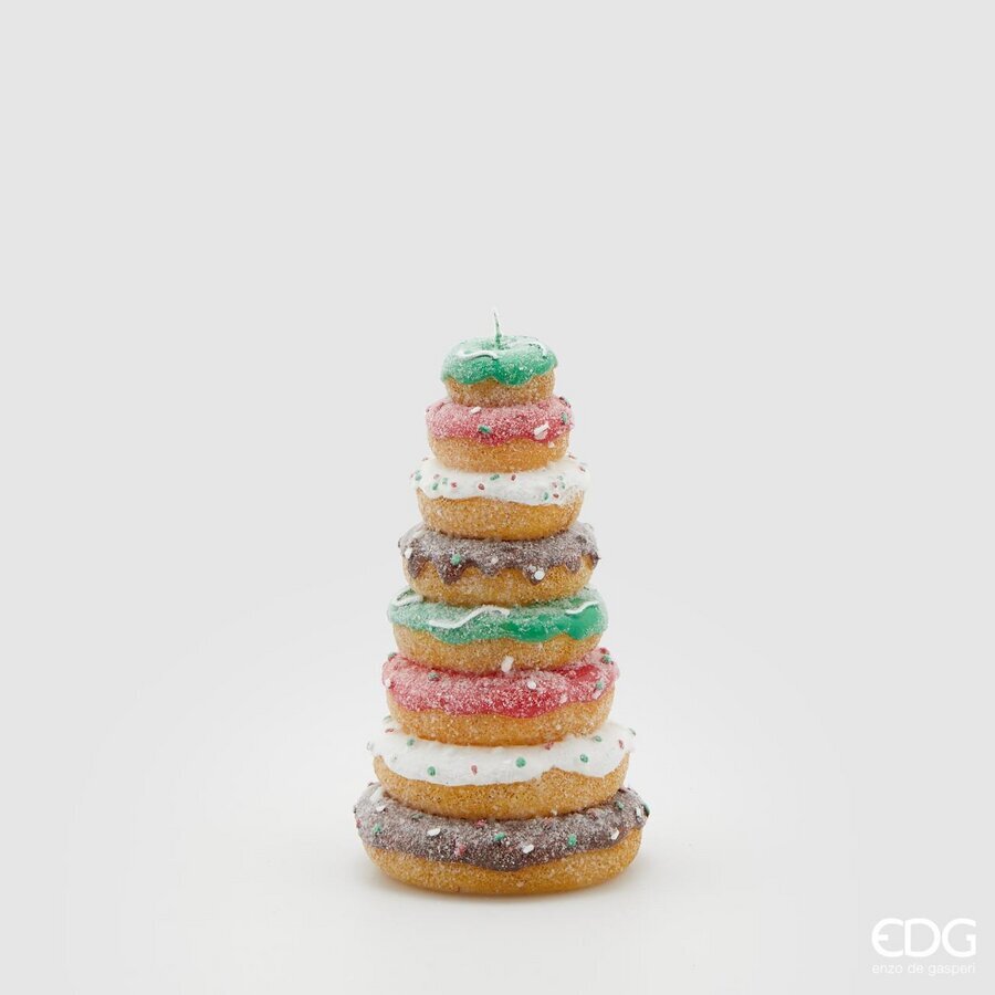 Bougie Donut EDG Enzo De Gasperi H 18 cm P 10 cm Vert Rouge
