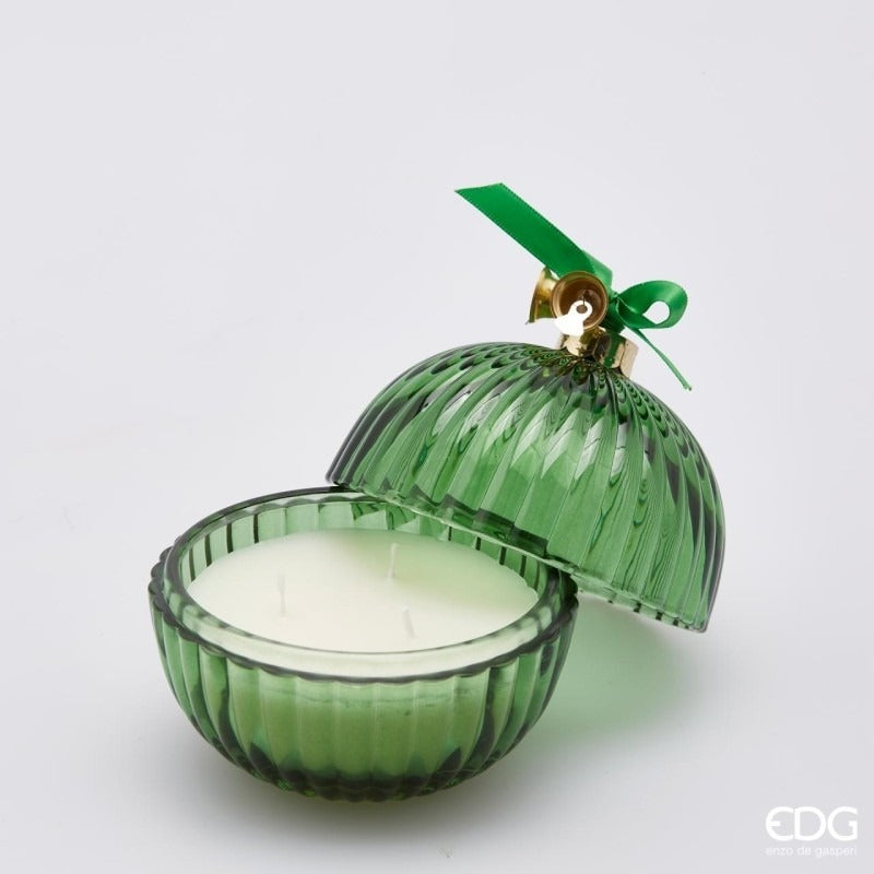 EDG Enzo De Gasperi Christmas Candle Sphere with Glass H 11.5 Cm D 11 Cm Cedar