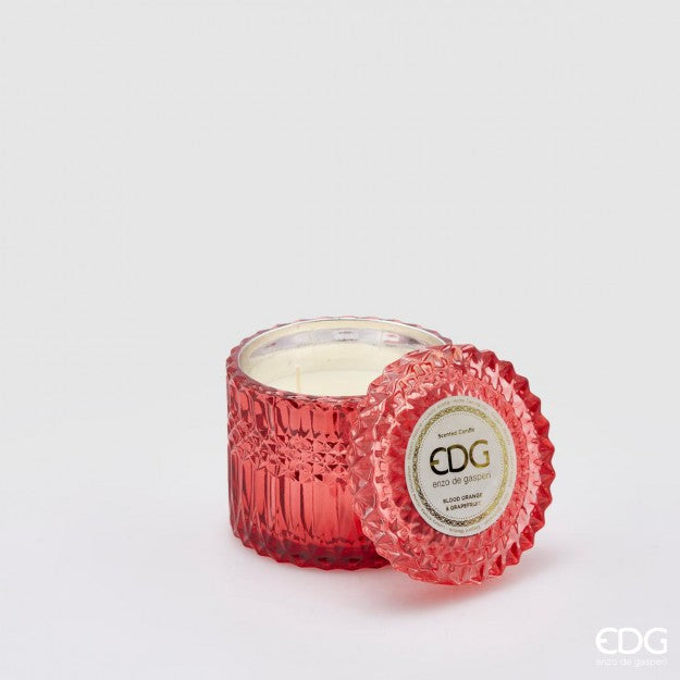EDG Enzo De Gasperi Crystal Candle New + Gift Box H10,5 D11 Blood Orange and Grape