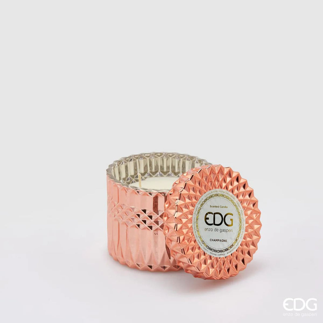 Bougie en cristal EDG Enzo De Gasperi neuve + coffret cadeau H10,5 D11 Champagne