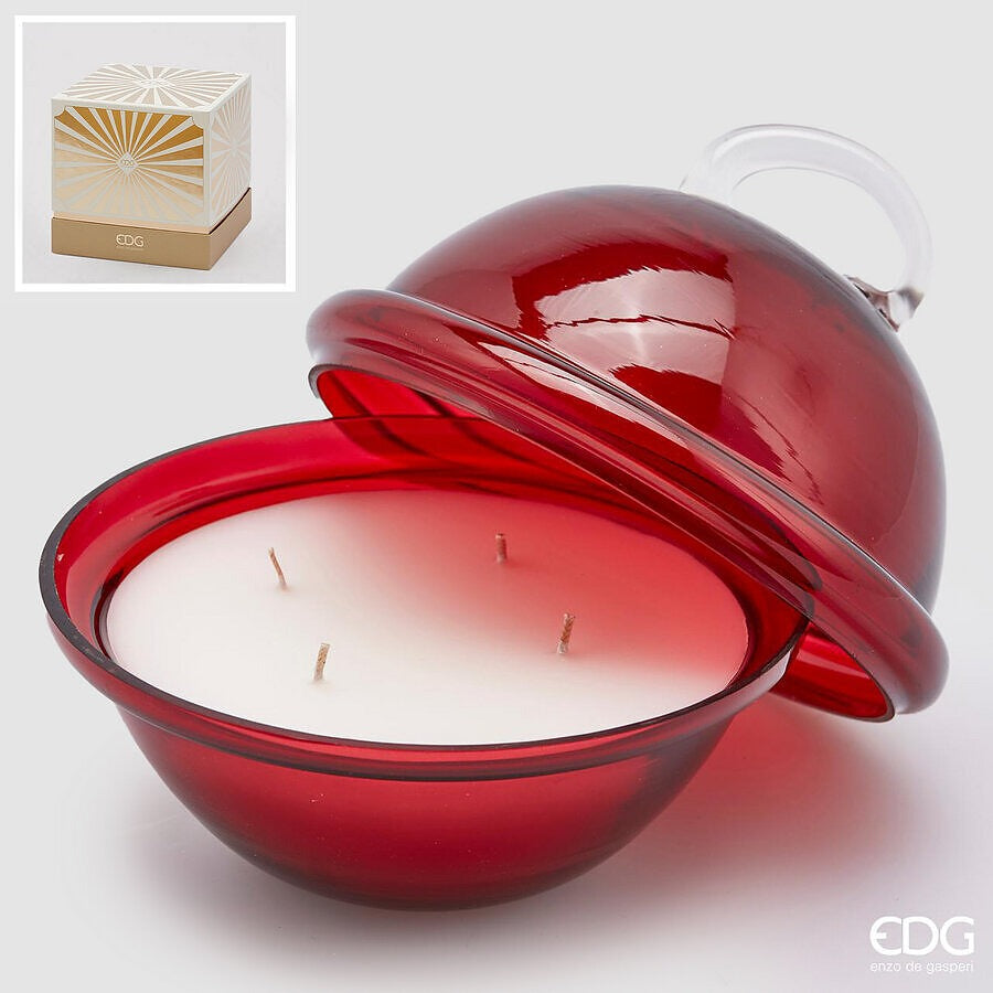 EDG Enzo De Gasperi Candle Rattle with Glass D 19 Cm Red