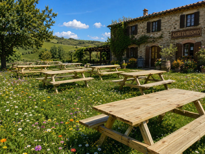 Ensemble Picnic L'Arcolaio Table 180x160x70 Cm en Bois