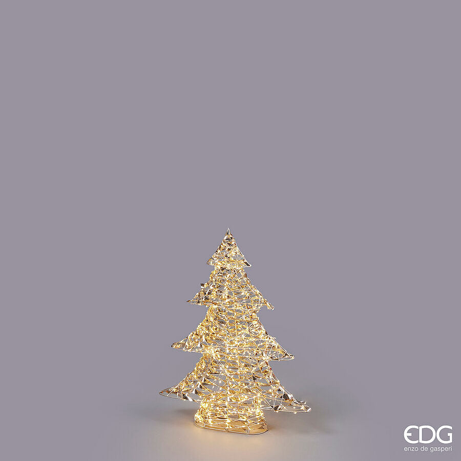 Sapin de Noël EDG Enzo De Gasperi, bandes LED 720 MicroLed, H 58 cm, l 48 cm, L 9,5 cm, doré