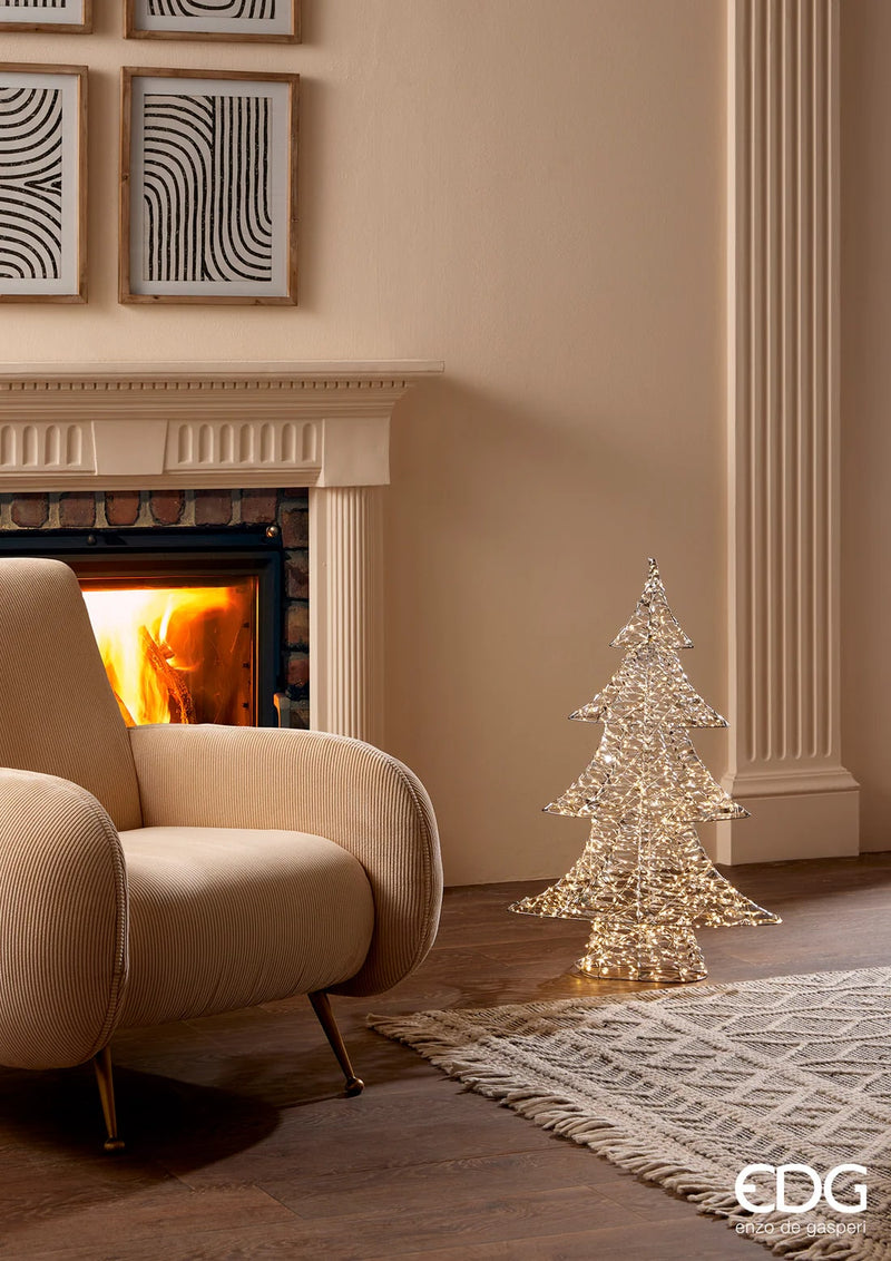 Sapin de Noël EDG Enzo De Gasperi, bandes LED 960 MicroLed, H 78 cm, l 54 cm, L 13 cm, doré