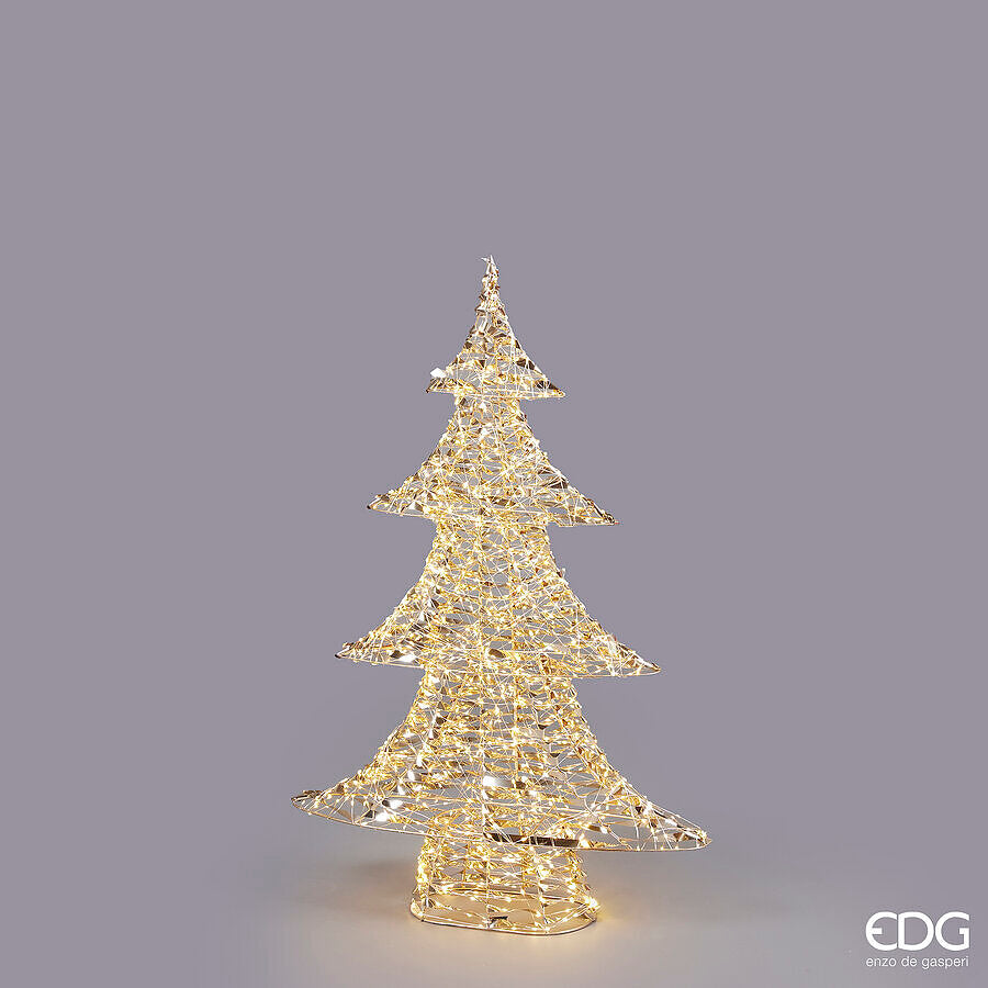 Sapin de Noël EDG Enzo De Gasperi, bandes LED 1 440 MicroLed, H 98 cm, l 65 cm, l 16 cm, doré