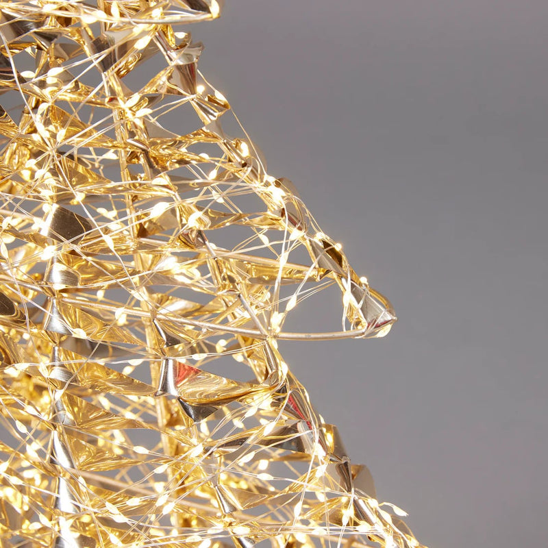 Sapin de Noël EDG Enzo De Gasperi, bandes LED 1 440 MicroLed, H 98 cm, l 65 cm, l 16 cm, doré