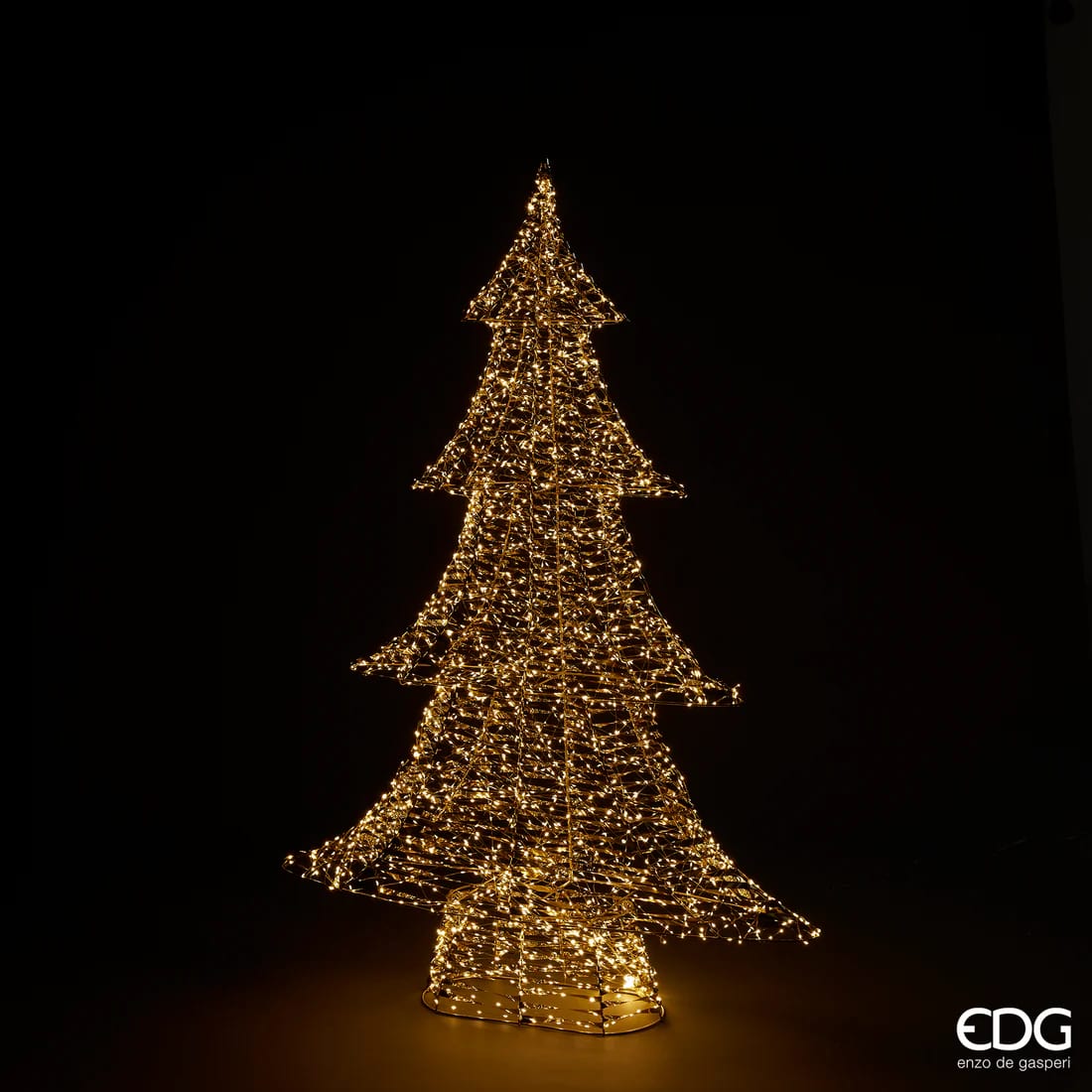 Sapin de Noël EDG Enzo De Gasperi, bandes LED, 1 800 microleds, hauteur : 122 cm, largeur : 82 cm, largeur : 20 cm, doré