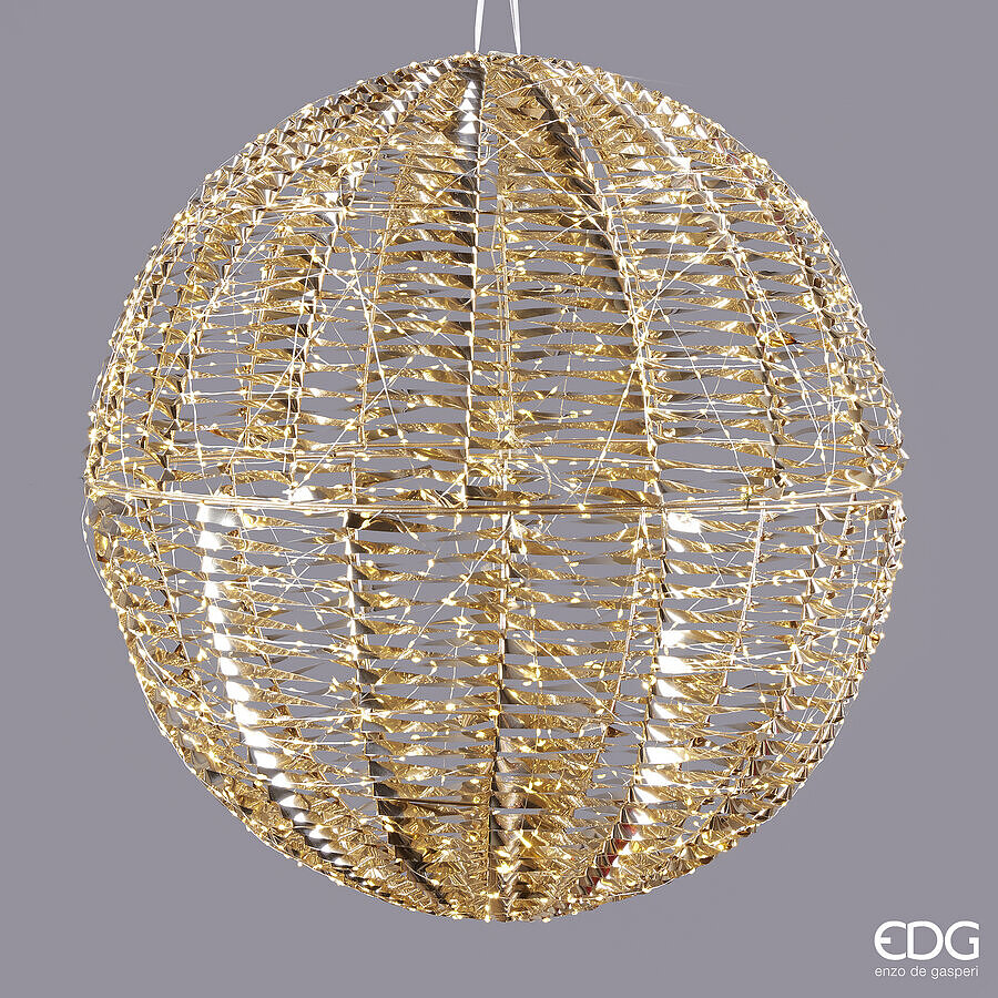 Décoration de Noël EDG Enzo De Gasperi Rayures Sphère 1 440 MicroLed D 70 cm IP 44 Or