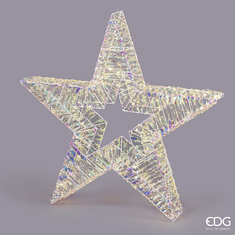 EDG Enzo De Gasperi Décoro Rayures Étoile de Noël 2400 Microled D 100 Cm L 14 Cm Naturel