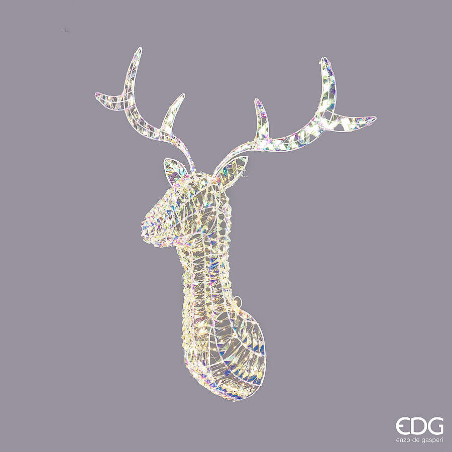 Décoration de Noël EDG Enzo De Gasperi Motif Renne Rayé 300 MicroLed H 75 Cm IP 44 Naturel