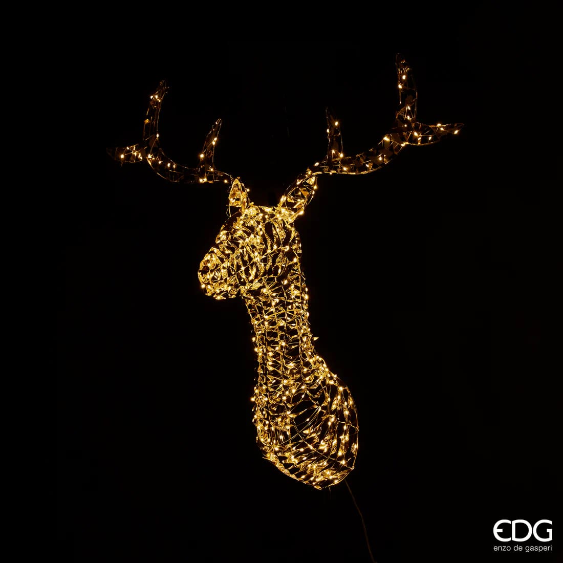 Décoration de Noël EDG Enzo De Gasperi Motif Renne Rayé 300 MicroLed H 75 Cm IP 44 Doré