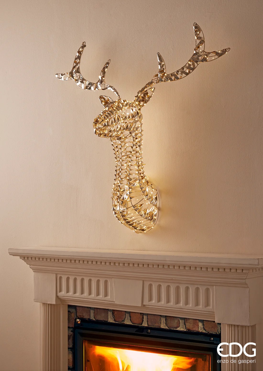 Décoration de Noël EDG Enzo De Gasperi Motif Renne Rayé 300 MicroLed H 75 Cm IP 44 Doré