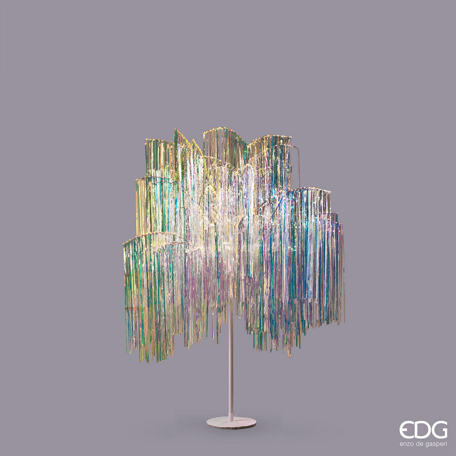 Sapin de Noël EDG Enzo De Gasperi à franges LED 600 microleds H 150 cm P 90 cm Naturel