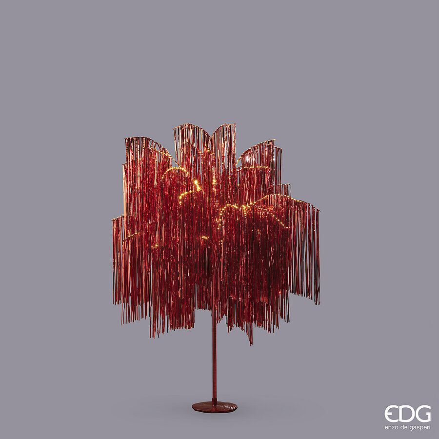 Sapin de Noël EDG Enzo De Gasperi Franges LED 600 Microled H 150 cm P 90 cm Rouge