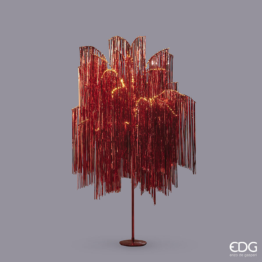 Sapin de Noël EDG Enzo De Gasperi Franges LED 960 Microled H 180 cm P 140 cm Rouge