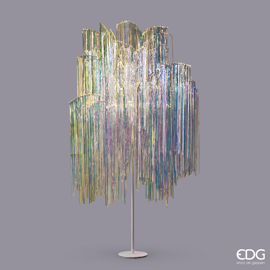 Sapin de Noël EDG Enzo De Gasperi à franges LED 1 500 microleds H 250 cm P 160 cm Naturel
