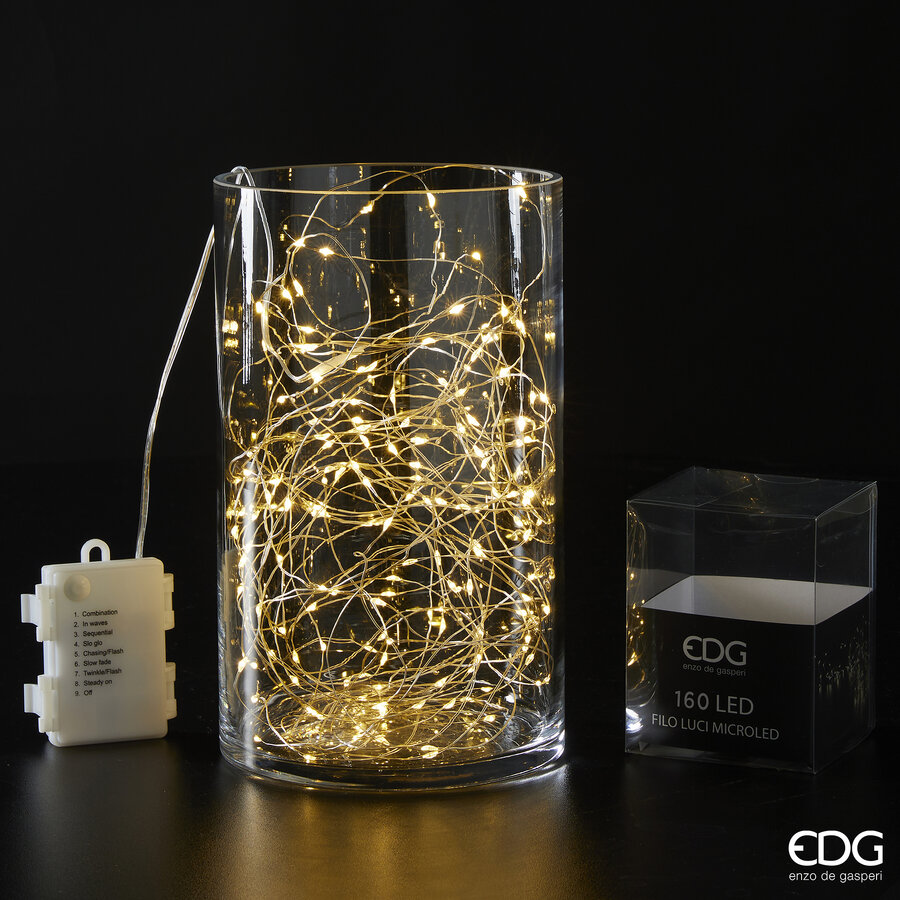 Guirlande lumineuse de Noël EDG Enzo De Gasperi, 160 microleds, 16 m, IP 44, ivoire