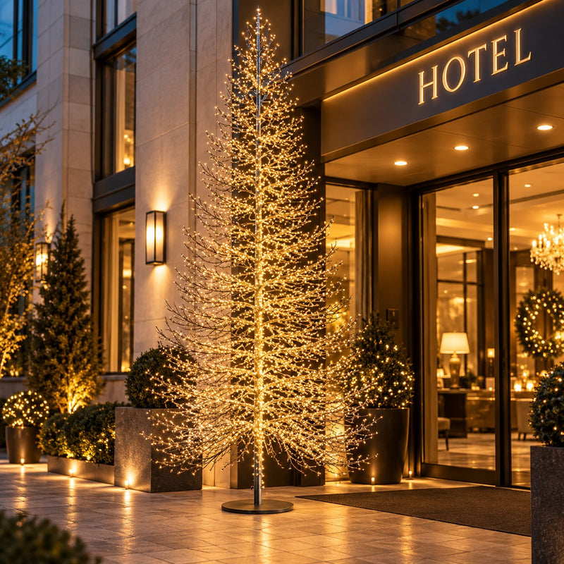EDG Enzo De Gasperi Sapin de Noël Hêtre Rich Black 6590 MicroLED H300 Ø180 cm IP44 – Sapin Lumineux d'Extérieur