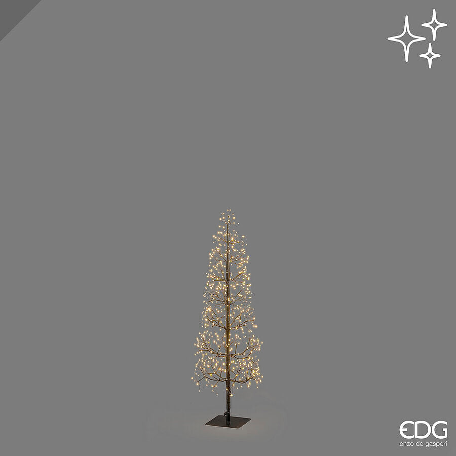 EDG Enzo De Gasperi Sapin de Noël Hêtre Slim 528 LED H120 cm Noir IP44 – Sapin Lumineux de Noël