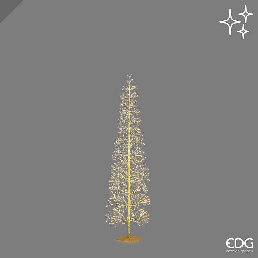 Sapin de Noël EDG Enzo De Gasperi Hêtre Slim 708 LED H150 cm Or IP44 – Sapin de Noël Lumineux