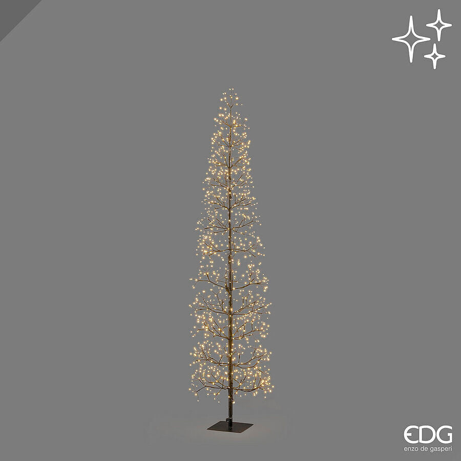 EDG Enzo De Gasperi Sapin de Noël Hêtre Slim 1080 LED H180 cm Noir IP44 – Sapin Lumineux de Noël