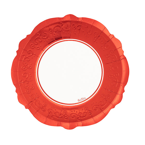 givi givi piatti liberty d 27 cm bordo rosso metallizzato cf 8 pz bianco ean 8010052643225