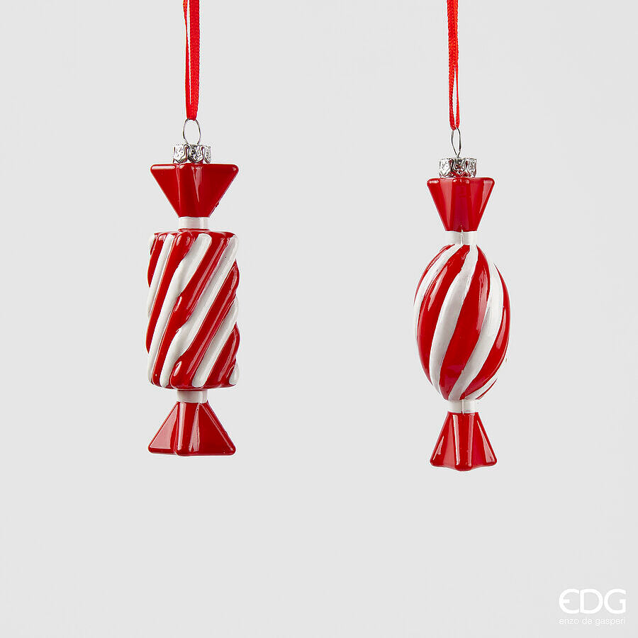 EDG Enzo De Gasperi Candy Christmas Decoration H 10.5 Cm L 3 Cm L 3 Cm White Red 1 Pc