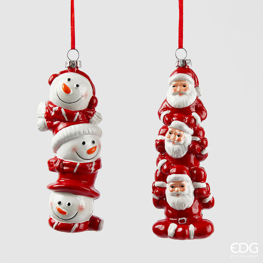 EDG Enzo De Gasperi Décoration de Noël Père Noël Bonhomme de neige H 14,5 cm L 6 cm L 4 cm Blanc Rouge 1 Pc