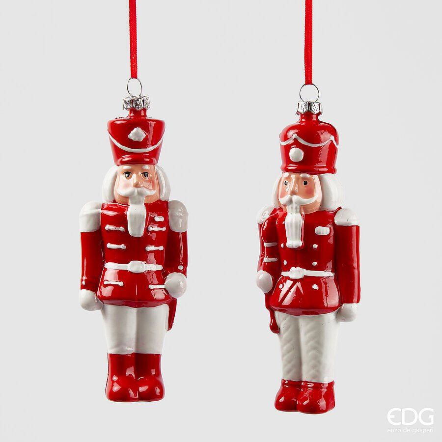 Décoration de Noël EDG Enzo De Gasperi Soldat H 15 cm L 4 cm L 5,5 cm Blanc Rouge 1 pièce