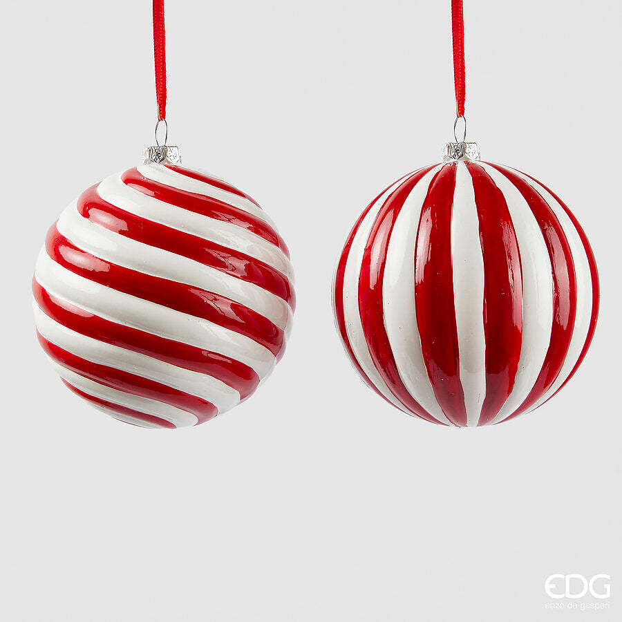 Boule de Noël EDG Enzo De Gasperi Candy D 10 cm Blanc Rouge 1 pièce